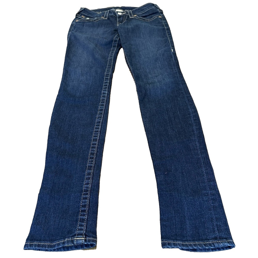True Religion Jeans Skinny Blue Denim Low Rise Womens Size 26 Made in USA